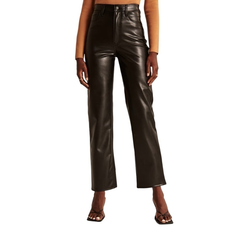 ABERCROMBIE & FITCH The Ankle Straight Ultra High Rise Faux Leather Pants